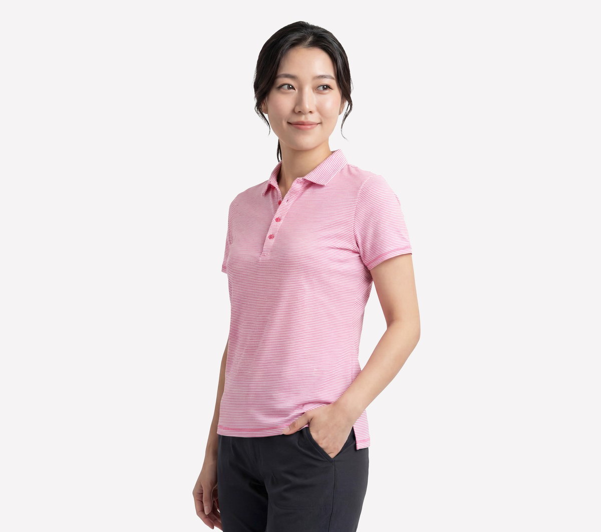Short Sleeve On The Green Striped Polo Women Skechers online