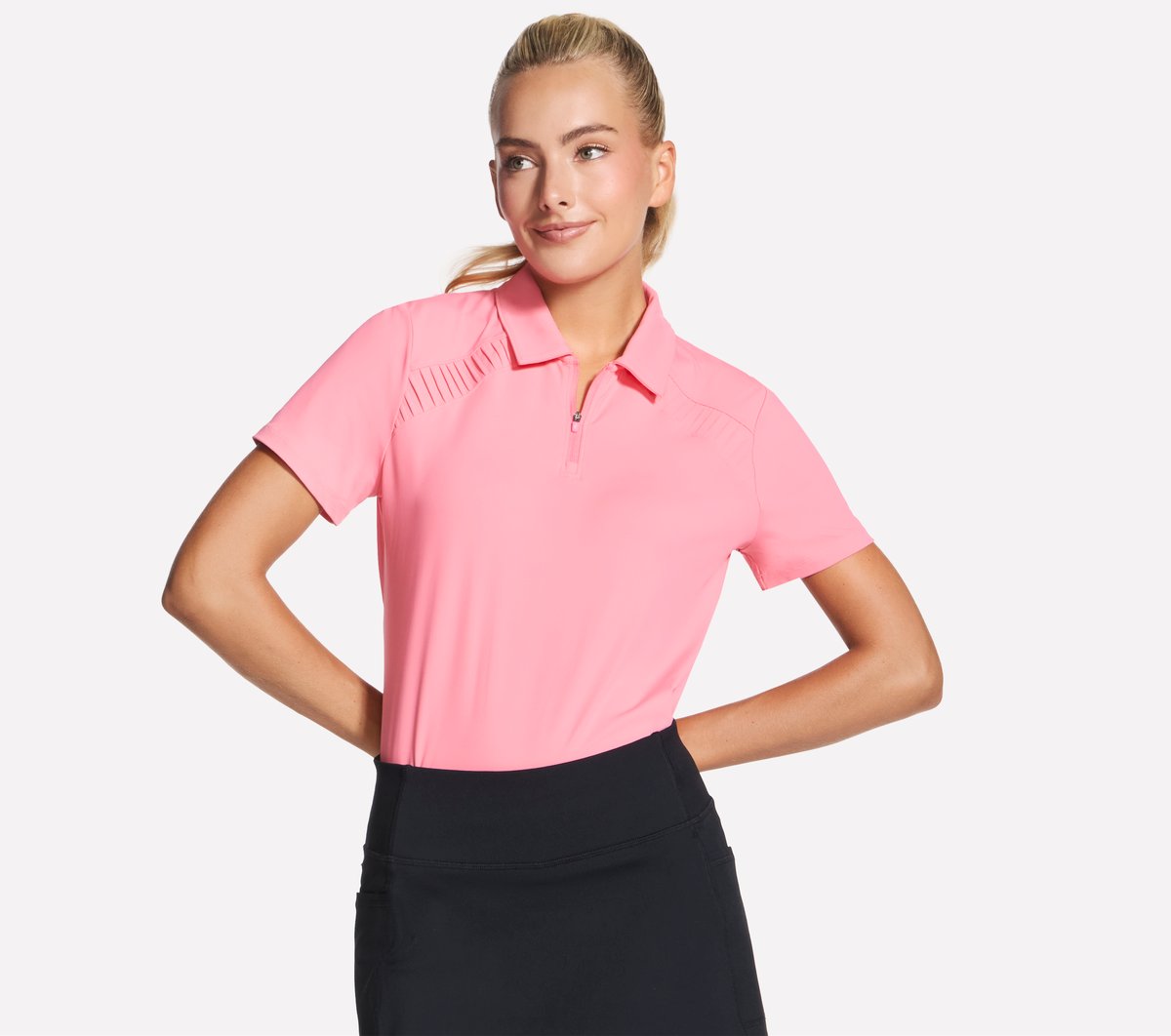 GO GOLF Short Sleeve Birdie Zip Front Polo Women Skechers USA