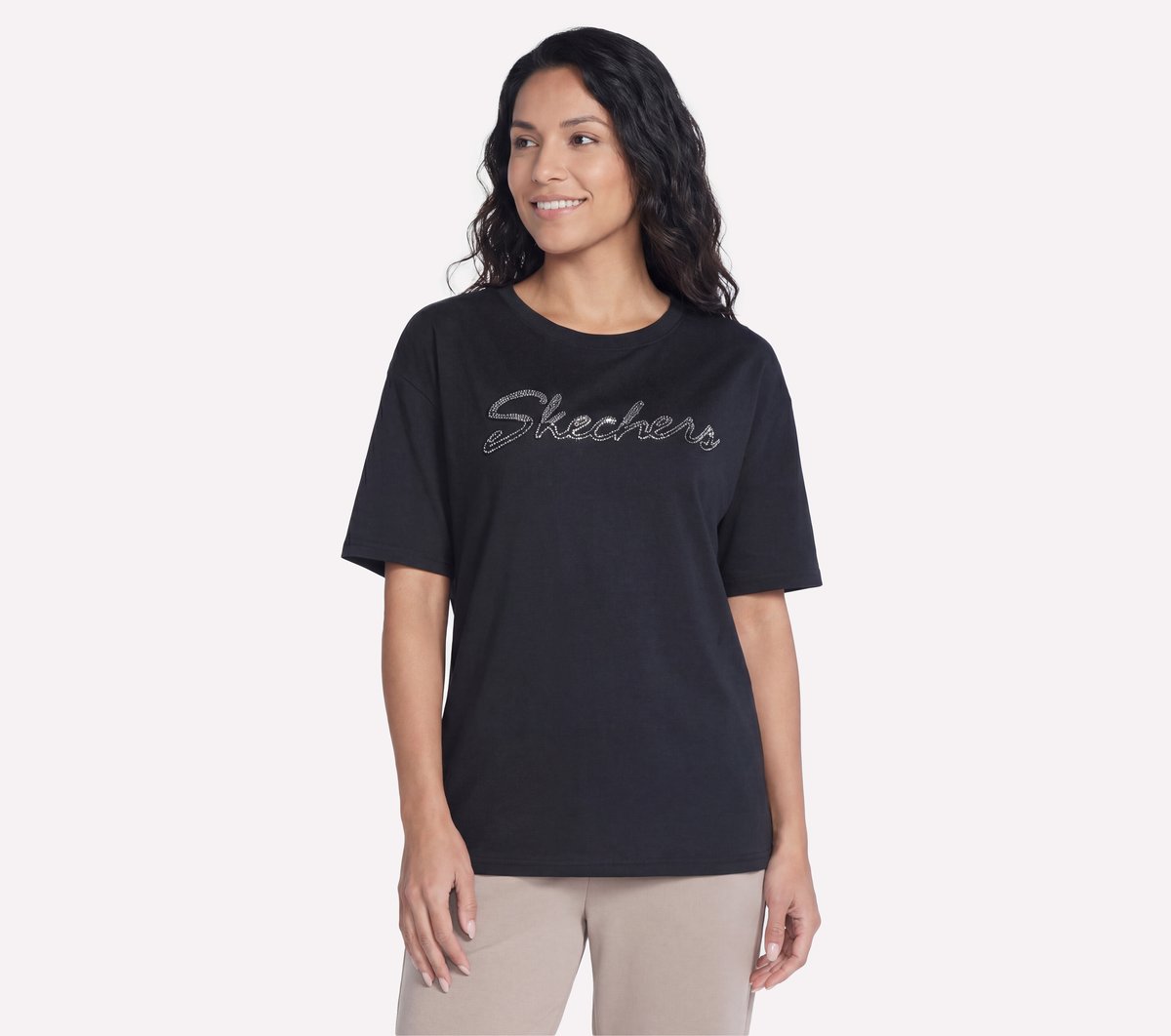 Script Diamond Studded Short Sleeve Tee Women Skechers outlet