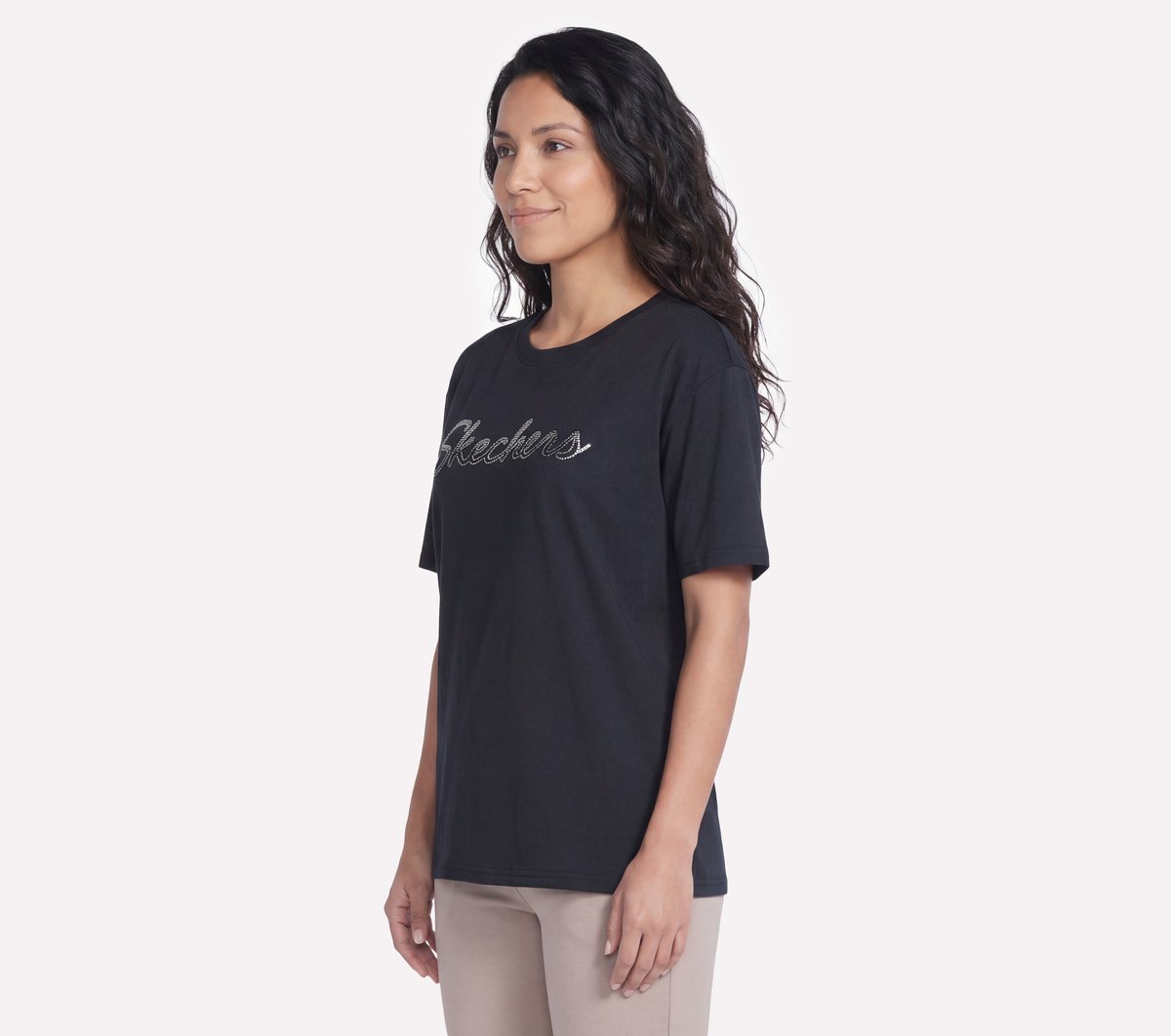 Script Diamond Studded Short Sleeve Tee Women Skechers outlet