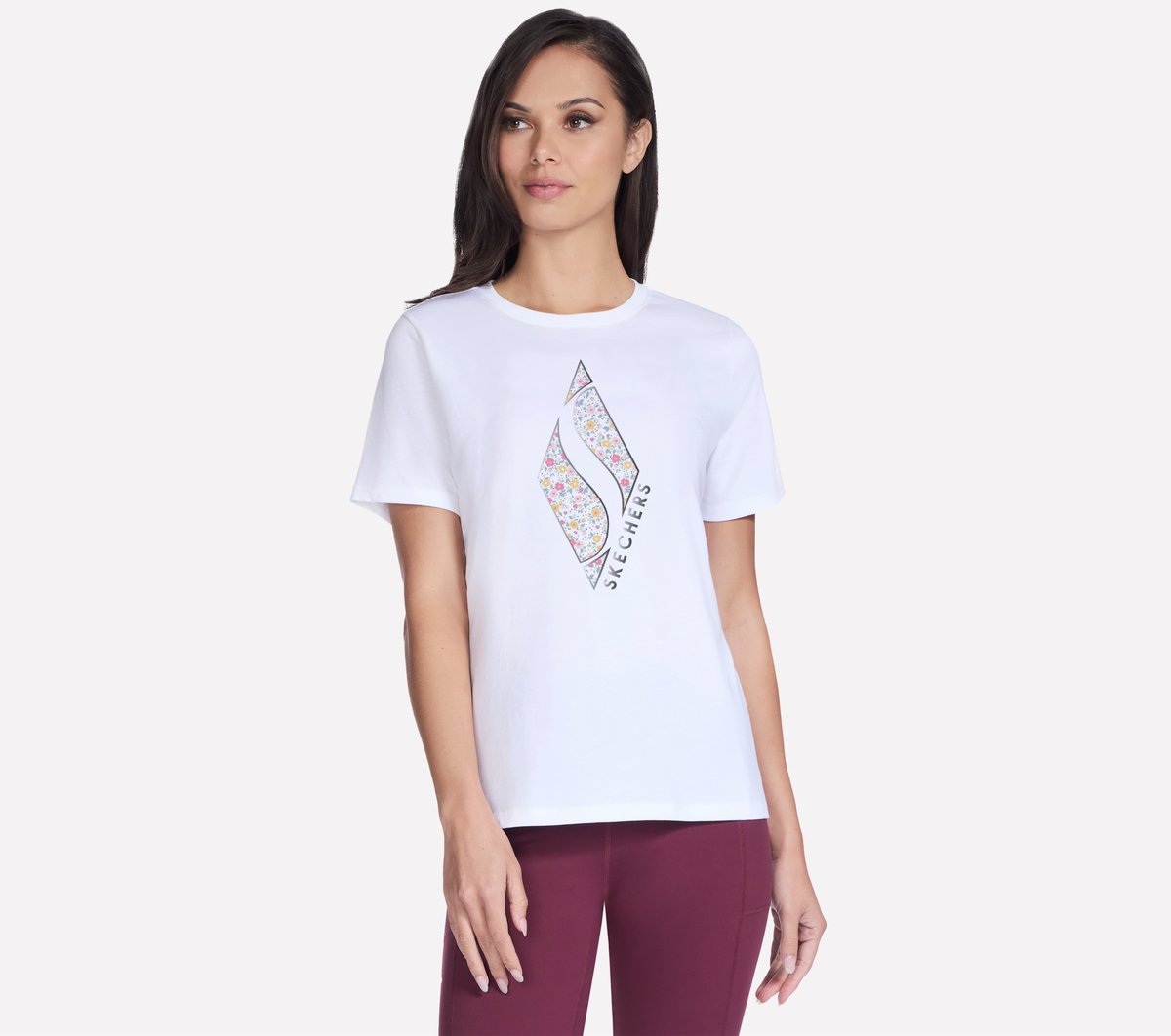 Floral Diamond Short Sleeve Tee Women Skechers USA