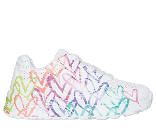 JGoldcrown: UNO Lite - Metallic Joy Kids Skechers outlet