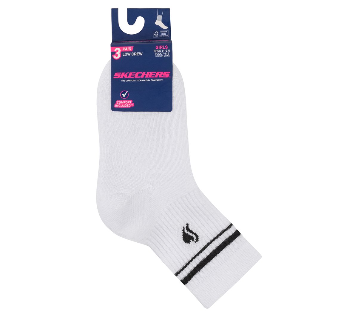 3 Pack Girls' Low Crew Ribbed Socks Kids Skechers outlet